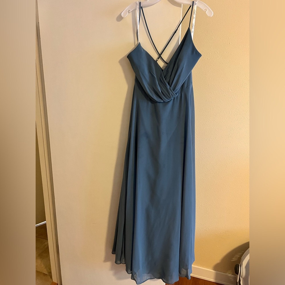 Backless Blue Bridesmaid Dress